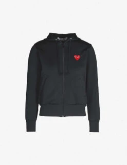 Comme Des Garçons Play Heart-embroidered Cotton-jersey Hoody