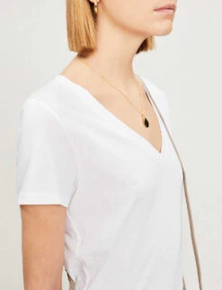 Vince V-neck Cotton-jersey T-shirt -Whistles Closet Shop 197 3004397 VR59283148 OPTICWHITE ALT03