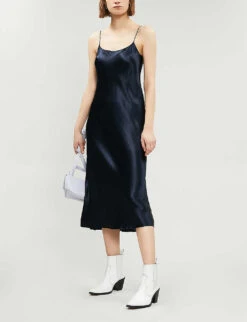 Vince Sleeveless Satin Slip Midi Dress -Whistles Closet Shop 197 3004397 VR68551013 COASTAL ALT01
