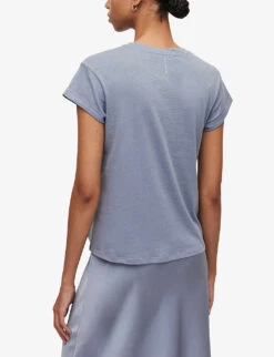 AllSaints Anna Crewneck Cotton T-shirt -Whistles Closet Shop R00067685 STORMCLOUDGRE ALT03
