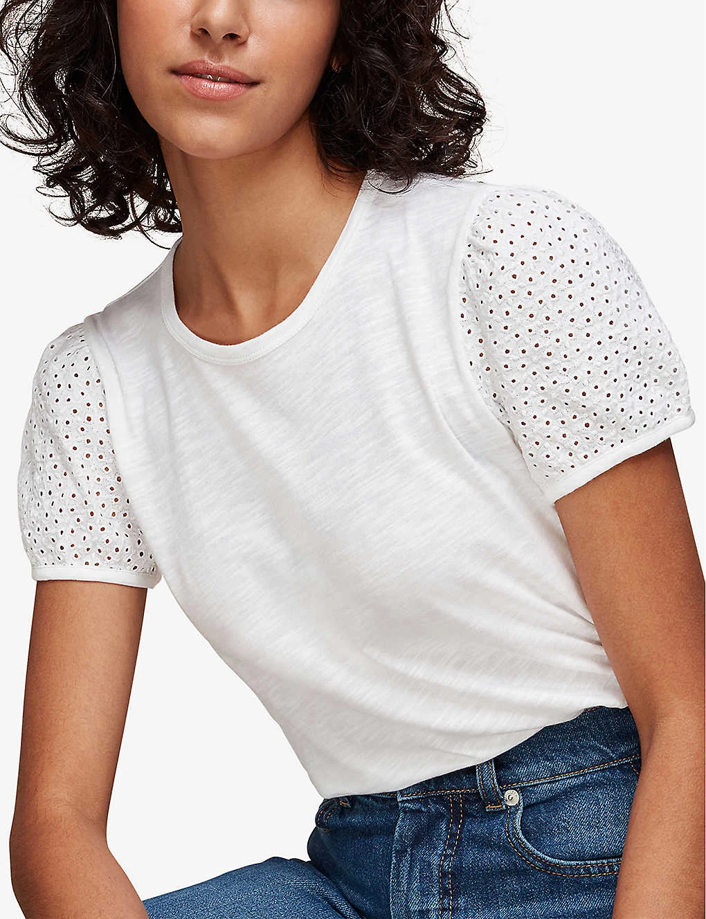 Whistles Broderie Anglaise-embellished Cotton T-shirt 5 Whistles Broderie Anglaise-embellished Cotton T-shirt - Image 5