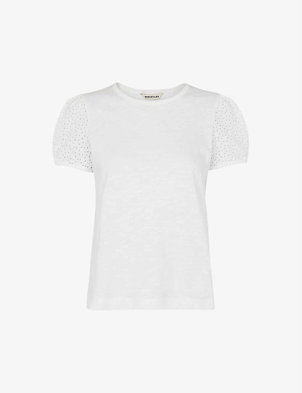 Whistles Broderie Anglaise-embellished Cotton T-shirt 2 Whistles Broderie Anglaise-embellished Cotton T-shirt - Image 2