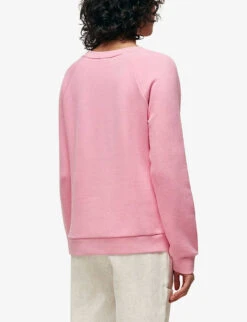 Whistles Bonjour Embroidered Cotton Jumper -Whistles Closet Shop R03624599 PINK ALT02