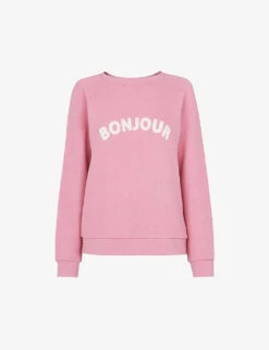 Whistles Bonjour Embroidered Cotton Jumper