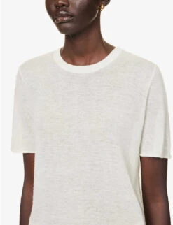 Joseph Round-neck Cashmere T-shirt 9 Joseph Round-neck Cashmere T-shirt -Whistles Closet Shop R03658517 IVORY ALT04
