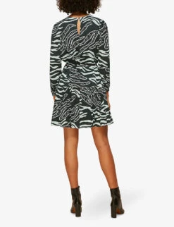 Whistles Zebra-print Crepe Mini Dress -Whistles Closet Shop R03742966 MULTICOLOURED ALT02