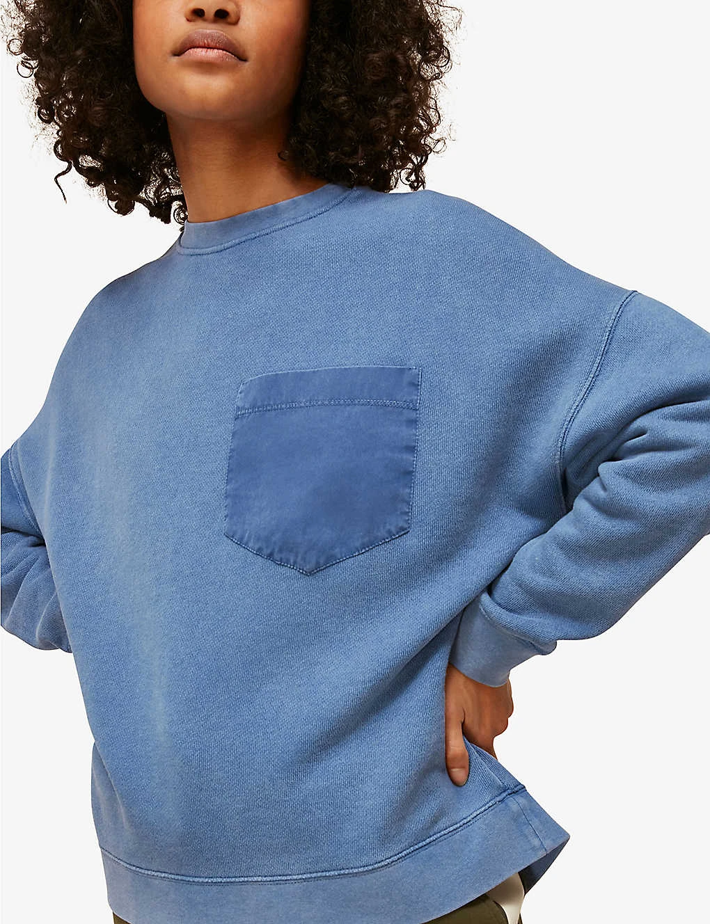 Whistles Patch-pocket Denim Sweatshirt 4 Whistles Patch-pocket Denim Sweatshirt - Image 4