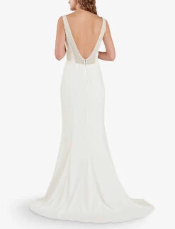 Whistles Mia Square-neck Lace And Crepe Wedding Gown 8 Whistles Mia Square-neck Lace And Crepe Wedding Gown -Whistles Closet Shop R03745571 CREAM ALT02