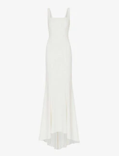 Whistles Mia Square-neck Lace And Crepe Wedding Gown