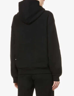 365 Signature Branded Organic And Recycled Cotton-blend Hoody -Whistles Closet Shop R03751943 BLACK ALT03