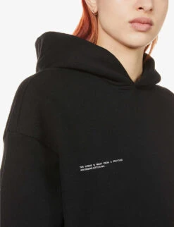 365 Signature Branded Organic And Recycled Cotton-blend Hoody -Whistles Closet Shop R03751943 BLACK ALT04