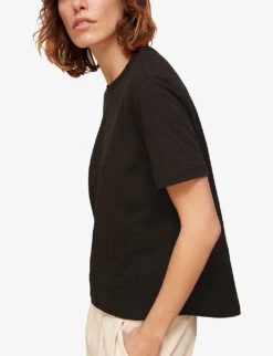 Whistles Emily Ultimate Cotton T-shirt 6 Whistles Emily Ultimate Cotton T-shirt -Whistles Closet Shop R03753953 BLACK ALT02