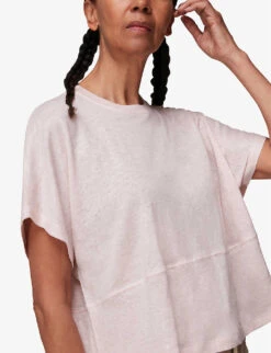 Whistles Button-back Relaxed-fit Linen T-shirt 8 Whistles Button-back Relaxed-fit Linen T-shirt -Whistles Closet Shop R03759961 PALEPINK ALT03