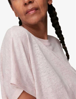 Whistles Button-back Relaxed-fit Linen T-shirt 9 Whistles Button-back Relaxed-fit Linen T-shirt -Whistles Closet Shop R03759961 PALEPINK ALT04