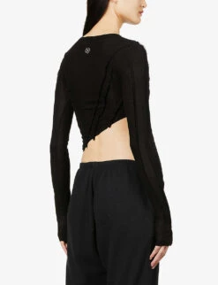 Asymmetric Long-sleeved Upcycled-jersey Top 8 Asymmetric Long-sleeved Upcycled-jersey Top -Whistles Closet Shop R03764362 BLACK ALT03