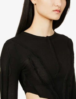 Asymmetric Long-sleeved Upcycled-jersey Top 9 Asymmetric Long-sleeved Upcycled-jersey Top -Whistles Closet Shop R03764362 BLACK ALT04