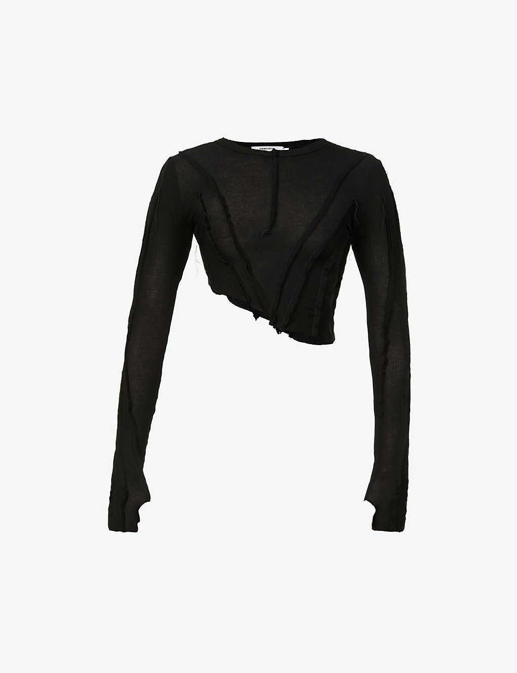 Asymmetric Long-sleeved Upcycled-jersey Top 1 Asymmetric Long-sleeved Upcycled-jersey Top