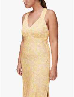 Whistles Safari-print Satin Midi Dress -Whistles Closet Shop R03776759 YELLOW ALT03