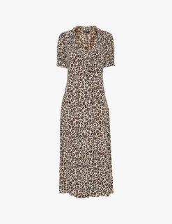 Whistles Ada Animal-print Midi Dress