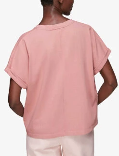 Whistles Button-detail Cotton Henley T-shirt 7 Whistles Button-detail Cotton Henley T-shirt -Whistles Closet Shop R03804442 PINK ALT02