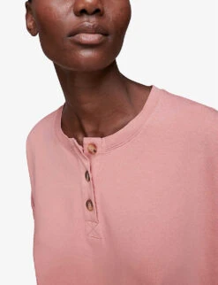 Whistles Button-detail Cotton Henley T-shirt 9 Whistles Button-detail Cotton Henley T-shirt -Whistles Closet Shop R03804442 PINK ALT04
