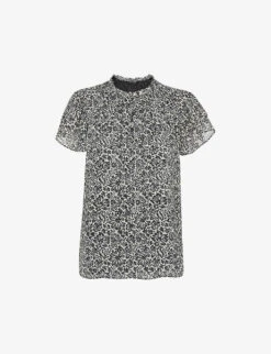 Whistles Floral-print Key-hole Woven Top