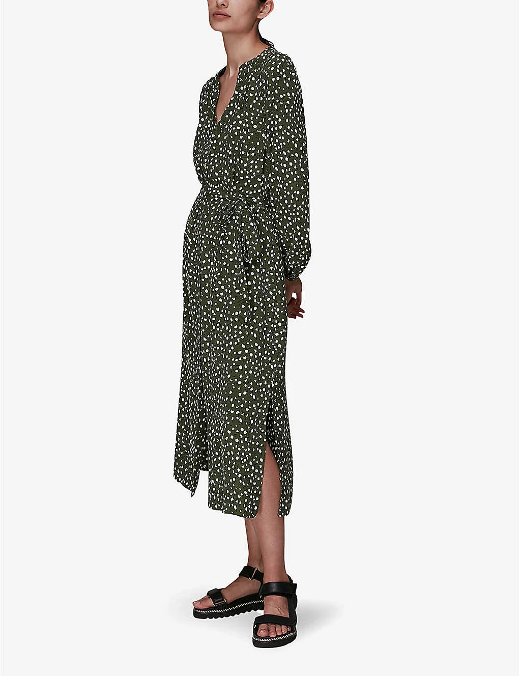 Whistles Livi Leopard-print V-neck Crepe Midi Dress 2 Whistles Livi Leopard-print V-neck Crepe Midi Dress - Image 2