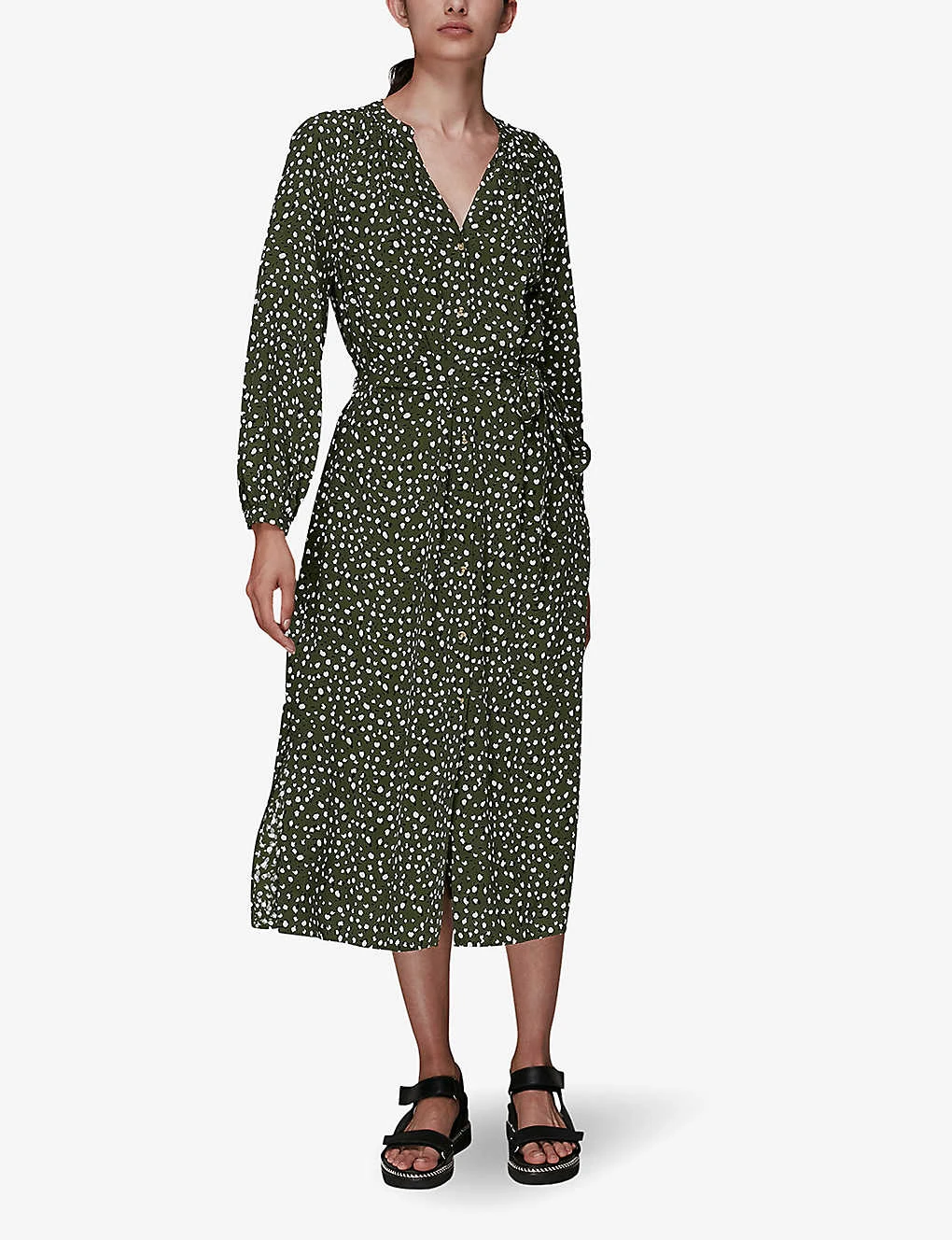Whistles Livi Leopard-print V-neck Crepe Midi Dress 4 Whistles Livi Leopard-print V-neck Crepe Midi Dress - Image 4