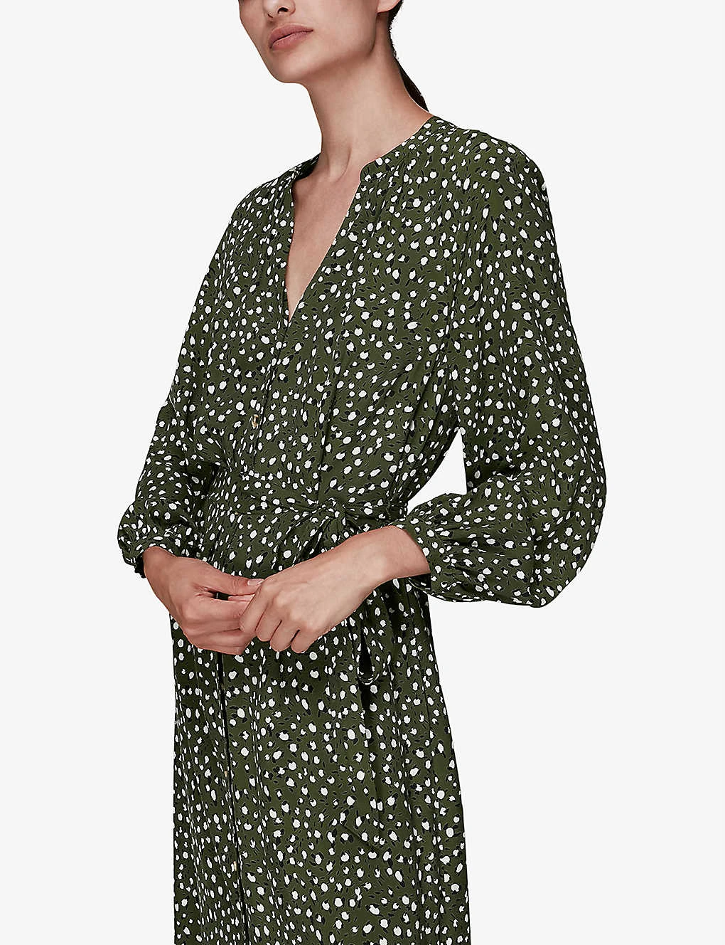 Whistles Livi Leopard-print V-neck Crepe Midi Dress 5 Whistles Livi Leopard-print V-neck Crepe Midi Dress - Image 5