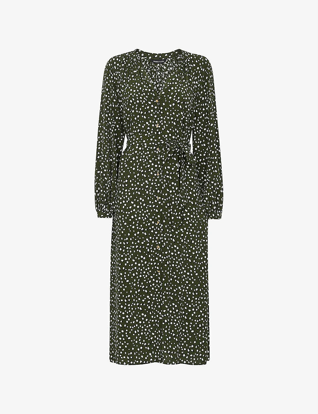 Whistles Livi Leopard-print V-neck Crepe Midi Dress 1 Whistles Livi Leopard-print V-neck Crepe Midi Dress
