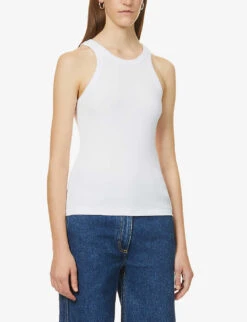 Toteme Ribbed Organic Cotton-blend Tank Top -Whistles Closet Shop R03828804 WHITE ALT02