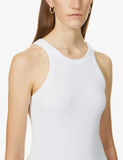 Toteme Ribbed Organic Cotton-blend Tank Top -Whistles Closet Shop R03828804 WHITE ALT04