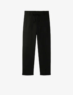 Tie-waist Tapered-leg Linen Trousers
