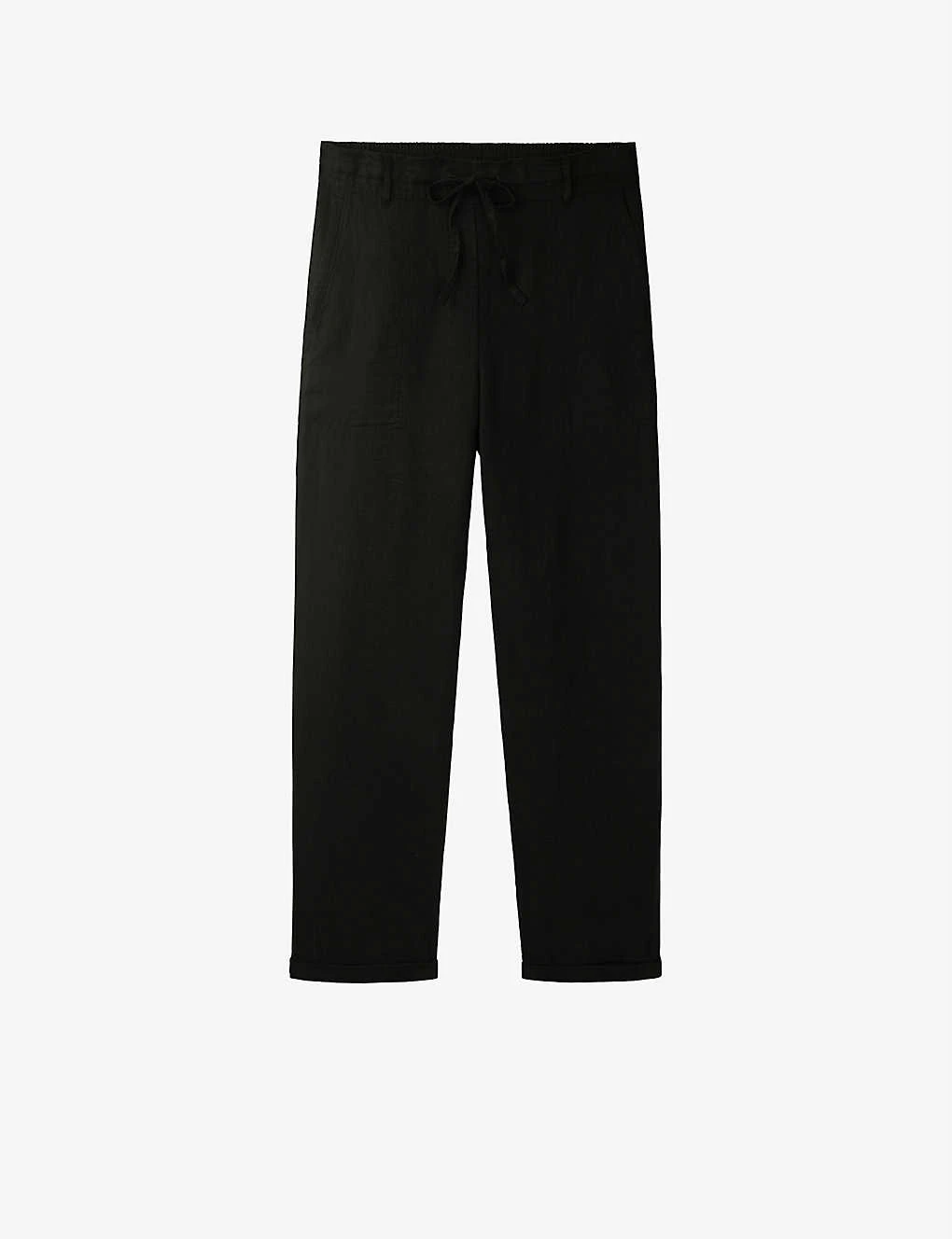 Tie-waist Tapered-leg Linen Trousers 1 Tie-waist Tapered-leg Linen Trousers
