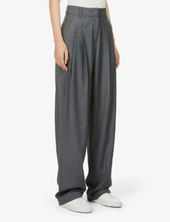 Gelso High-rise Pleated Woven Trousers -Whistles Closet Shop R03852338 DARKGREY ALT02