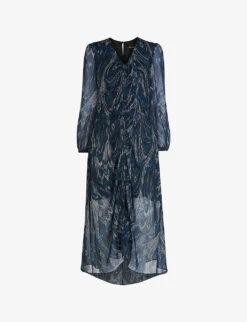 Whistles Wave Printed Recycled-polyester Midi Dress