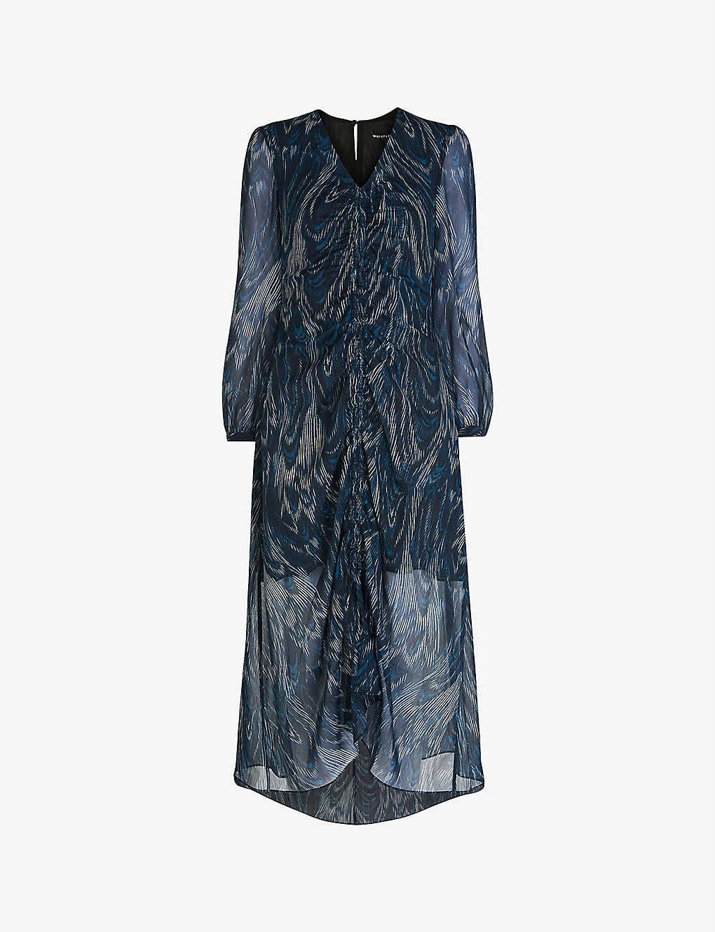 Whistles Wave Printed Recycled-polyester Midi Dress 1 Whistles Wave Printed Recycled-polyester Midi Dress