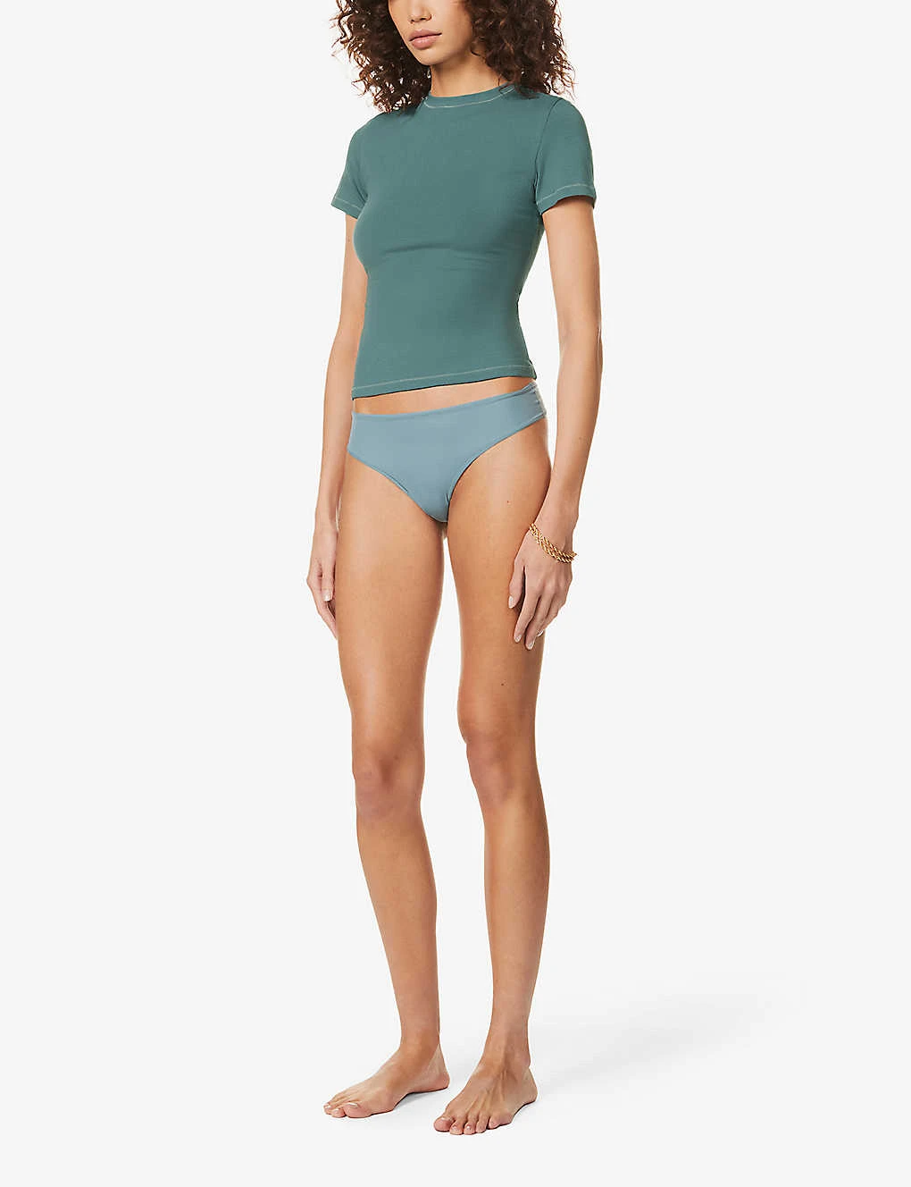 Round-neck Fitted Stretch-cotton T-shirt 2 Round-neck Fitted Stretch-cotton T-shirt - Image 2