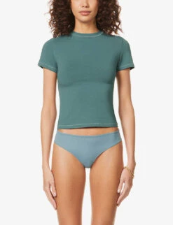 Round-neck Fitted Stretch-cotton T-shirt 7 Round-neck Fitted Stretch-cotton T-shirt -Whistles Closet Shop R03869400 KYANITE ALT02