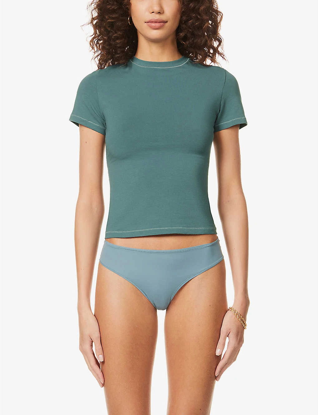 Round-neck Fitted Stretch-cotton T-shirt 3 Round-neck Fitted Stretch-cotton T-shirt - Image 3