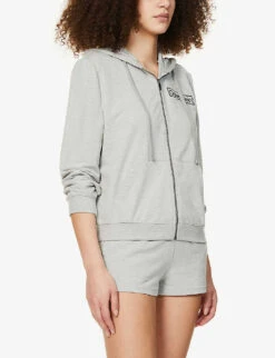 Calvin Klein Reimagined Logo-print Cotton And Recycled Polyester-blend Hoody -Whistles Closet Shop R03875711 GREYHEATHER ALT02