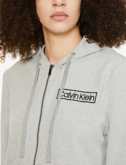 Calvin Klein Reimagined Logo-print Cotton And Recycled Polyester-blend Hoody -Whistles Closet Shop R03875711 GREYHEATHER ALT04