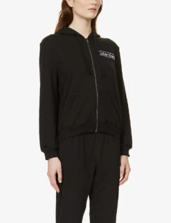 Calvin Klein Reimagined Logo-print Cotton-blend Hoody -Whistles Closet Shop R03875728 BLACK ALT02