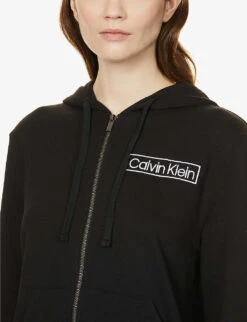 Calvin Klein Reimagined Logo-print Cotton-blend Hoody -Whistles Closet Shop R03875728 BLACK ALT04