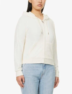 Juicy Couture Regular-fit Logo-embroidered Velour Hoody -Whistles Closet Shop R03875801 SUGARSWIZZLE ALT02