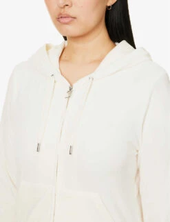 Juicy Couture Regular-fit Logo-embroidered Velour Hoody -Whistles Closet Shop R03875801 SUGARSWIZZLE ALT04