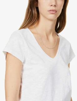 V-neck Organic-cotton T-shirt 9 V-neck Organic-cotton T-shirt -Whistles Closet Shop R03879546 WHITE ALT04