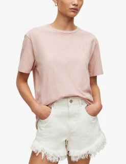 AllSaints Pippa Boyfriend Cotton-jersey T-shirt -Whistles Closet Shop R03879750 SOFTPINK ALT02