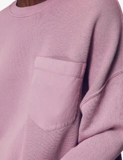 Whistles Denim-pocket Cotton-jersey Sweatshirt 9 Whistles Denim-pocket Cotton-jersey Sweatshirt -Whistles Closet Shop R03896673 PALEPINK ALT04