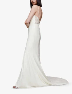 Whistles Sylvie Embroidered Lace And Crepe Wedding Dress 7 Whistles Sylvie Embroidered Lace And Crepe Wedding Dress -Whistles Closet Shop R03904110 CREAM ALT02